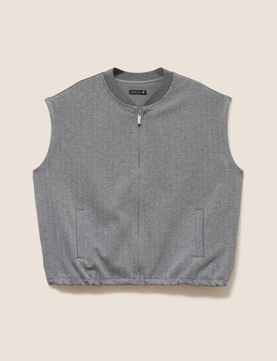 Bomber sans manches bas resserr&eacute; gris femme