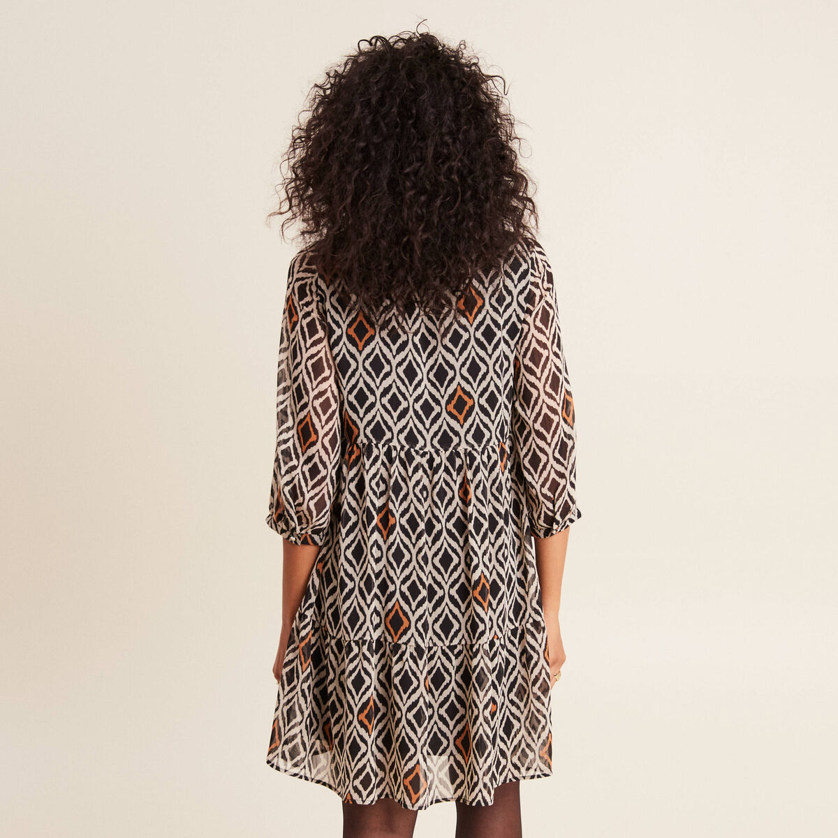Robe &eacute;vas&eacute;e manches 3/4 blanc femme
