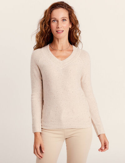 Pull manches longues couleur or femme