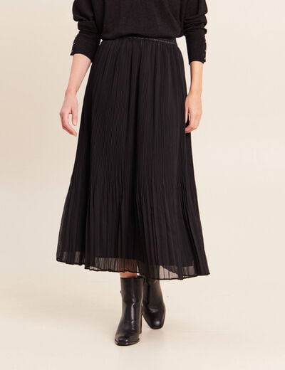Jupe pliss&eacute;e doubl&eacute;e noir femme