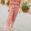Pantalon large taille haute rose femme