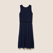 Robe longue &eacute;vas&eacute;e pliss&eacute;e sans manches bleu marine femme