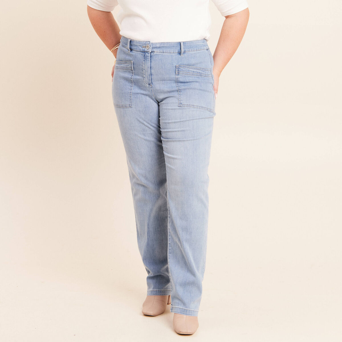Jean coupe mom taille haute denim double stone femme