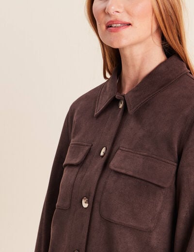 Veste doubl&eacute;e marron fonc&eacute; femme