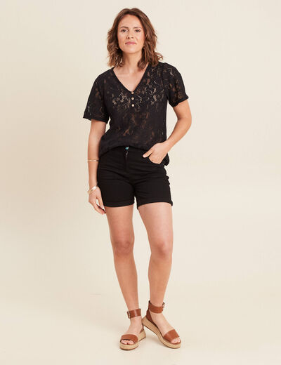 T-shirt manches courtes noir femme