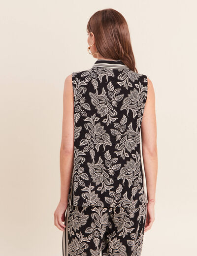 Chemise sans manches col chemise noir femme