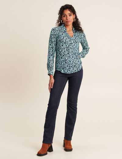 Chemise manches longues bleu ciel femme