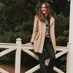 Parka 2-en-1 droite à capuche sable femme