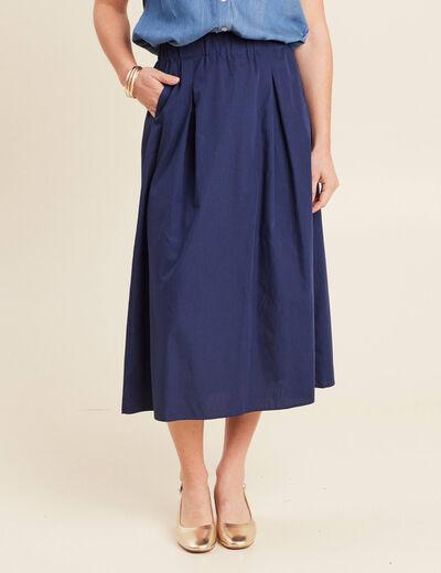 Jupe longue évasée bleu foncé femme