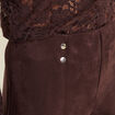 Legging 7/8&egrave;me taille haute aspect daim marron fonc&eacute; femme