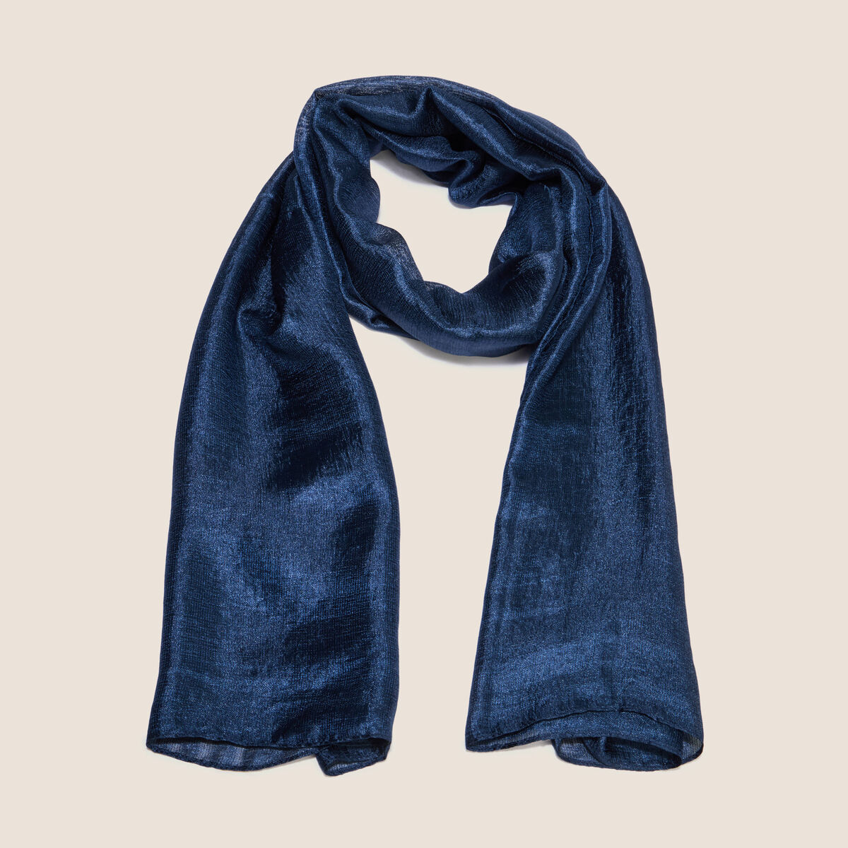 Foulard effet satin bleu marine femme