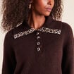 Pull droit manches longues marron fonc&eacute; femme