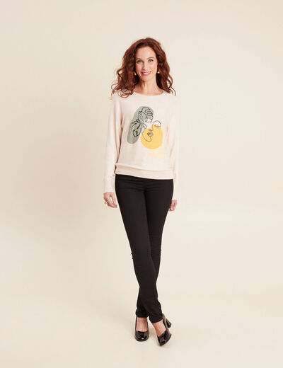 Pull manches longues creme femme