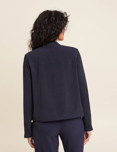 Blouson zippé 2 poches bleu foncé femme