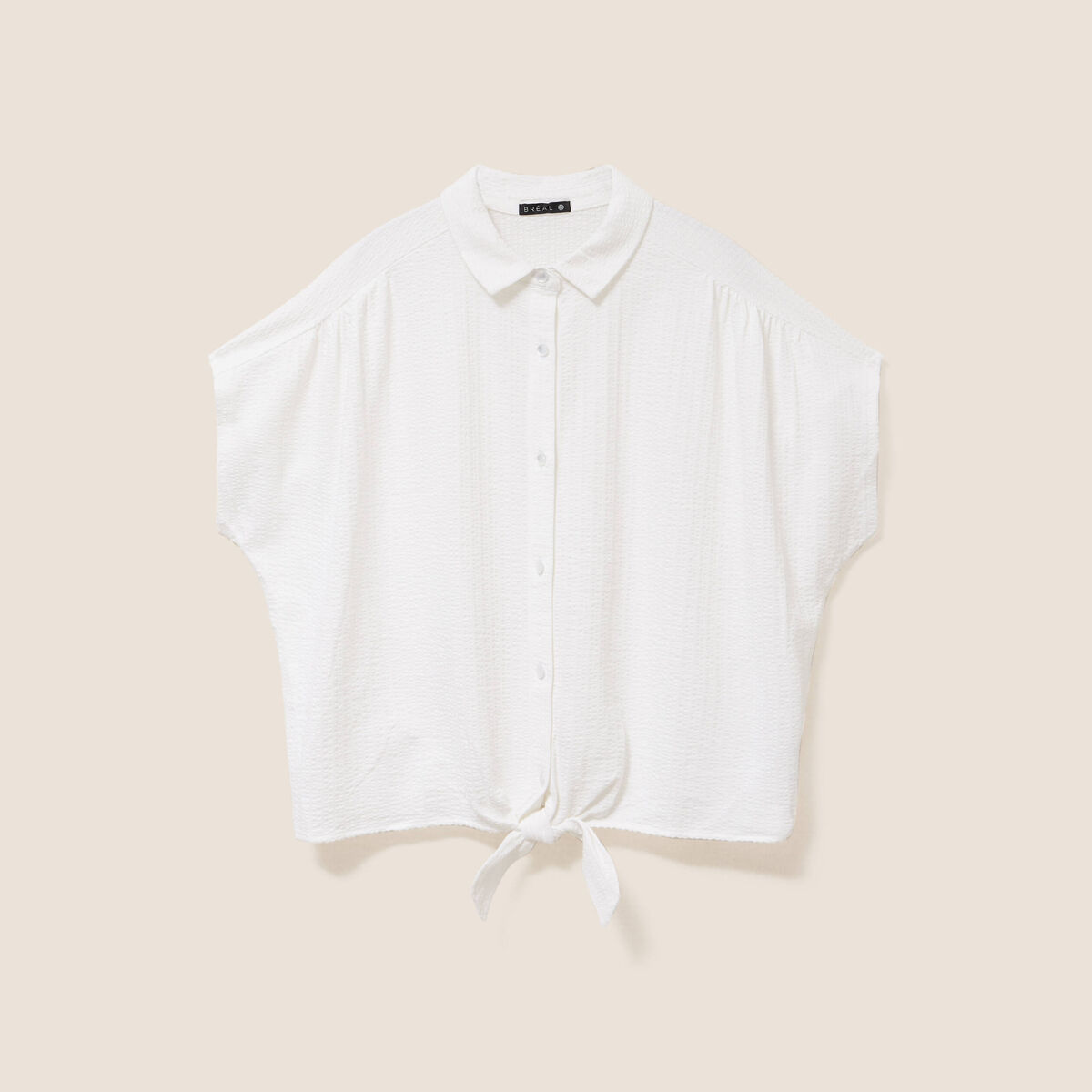 Blouse ample cropped col am&eacute;ricain blanc femme