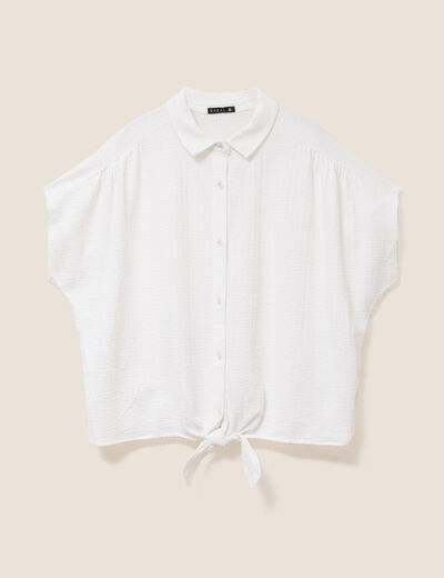 Blouse ample cropped col am&eacute;ricain blanc femme