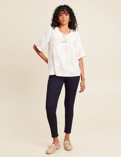 Jeans léger taille haute 7/8ème denim brut femme