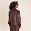 Chemise droite manches longues marron fonc&eacute; femme