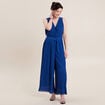 Combinaison pantalon pliss&eacute;e bleu electrique femme