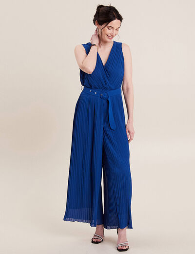 Combinaison pantalon plissée bleu electrique femme