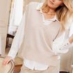 Pull sans manches creme femme