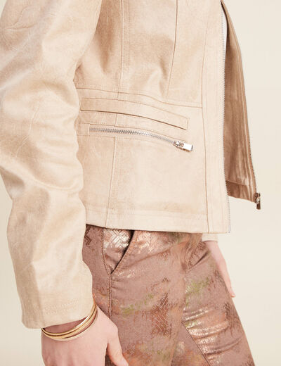 Veste suédine zippée beige femme