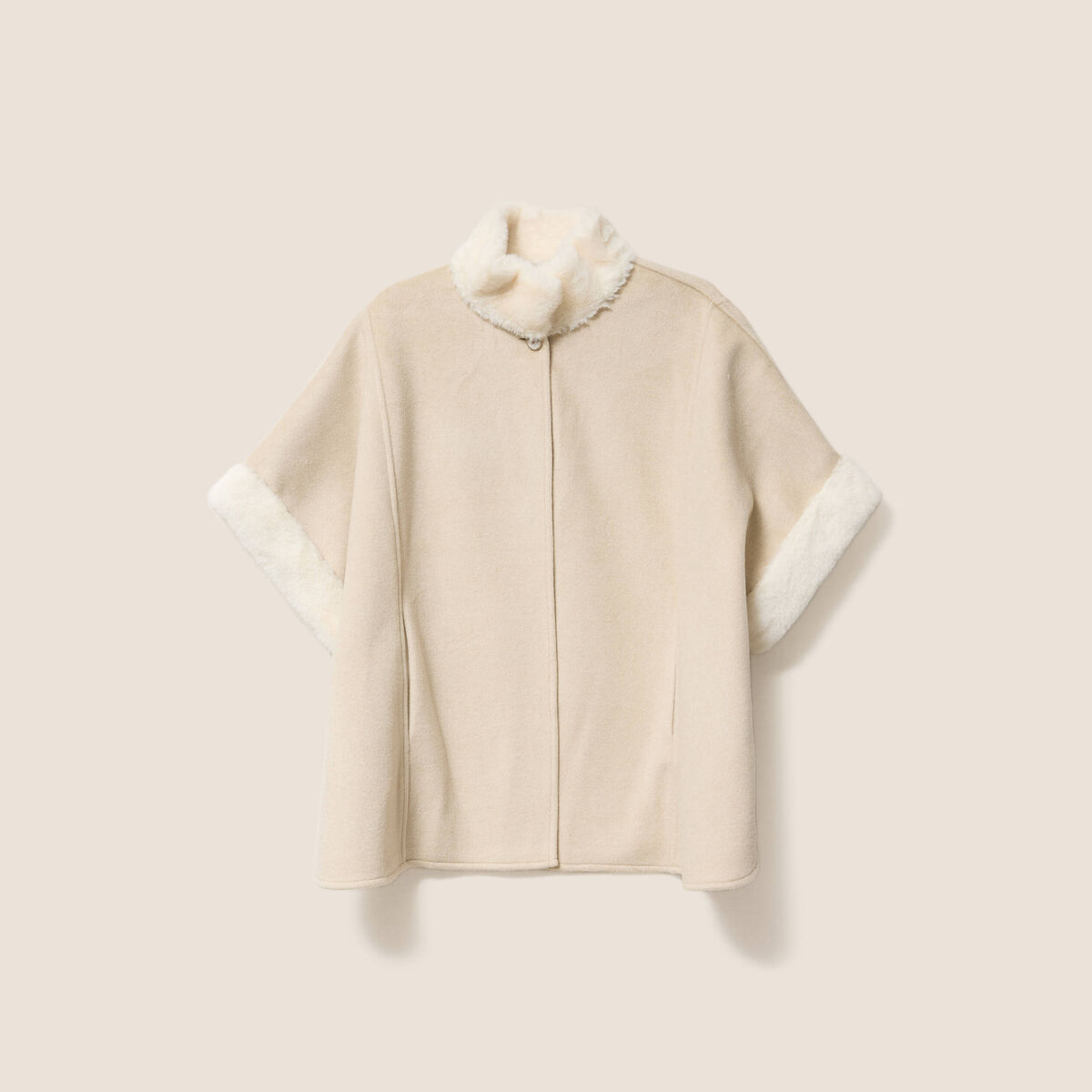 Poncho cape coupe ample ivoire femme