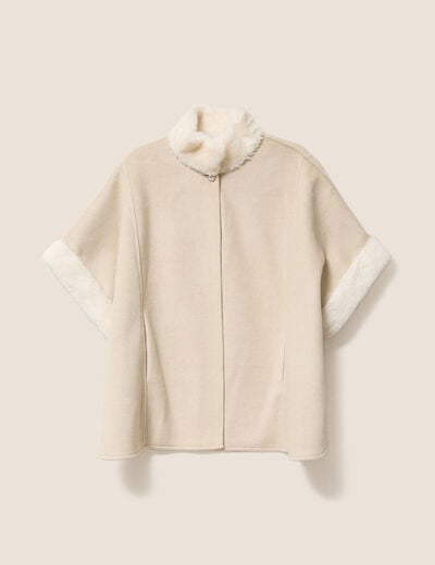 Poncho cape coupe ample ivoire femme