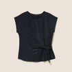 T-shirt cintr&eacute; &agrave; sequins col rond bleu marine femme