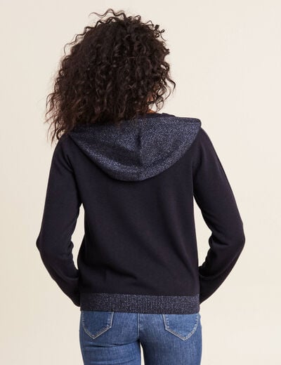 Sweat &agrave; capuche zipp&eacute; bleu fonc&eacute; femme
