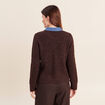 Gilet col chemise manches longues marron fonc&eacute; femme