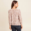 T-shirt col rond manches 3/4 beige femme