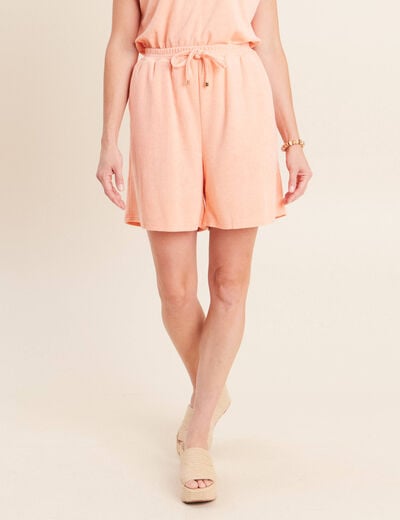 Short taille haute orange abricot femme
