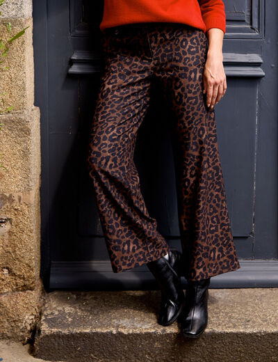 Pantalon taille haute marron femme