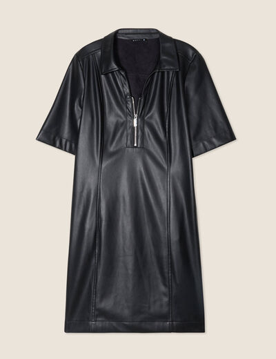 Robe droite simili cuir noir femme