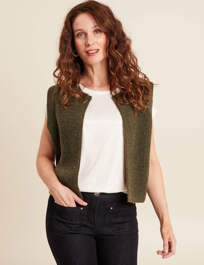 Gilet sans manches vert kaki femme