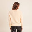 Pull col v orange abricot femme