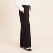 Pantalon fluide large taille haute noir femme