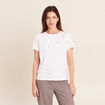 T-shirt d&eacute;tails bijout&eacute;s blanc femme