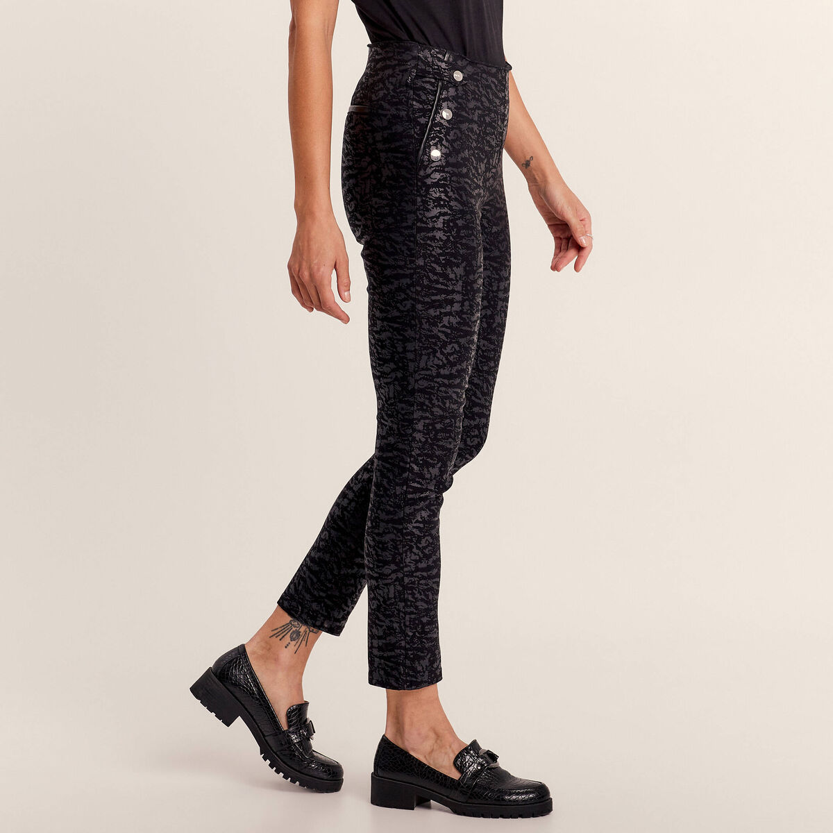 Pantalon tregging 7/8ème noir femme