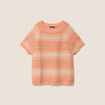 Pull col v manches courtes orange fluo femme
