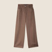 Pantalon large taille haute taupe femme