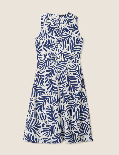 Robe évasée sans manches blanc femme