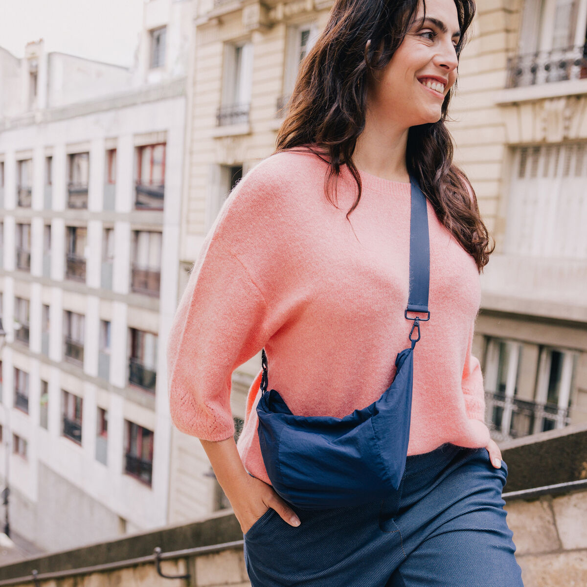 Pull manches coudes rose femme