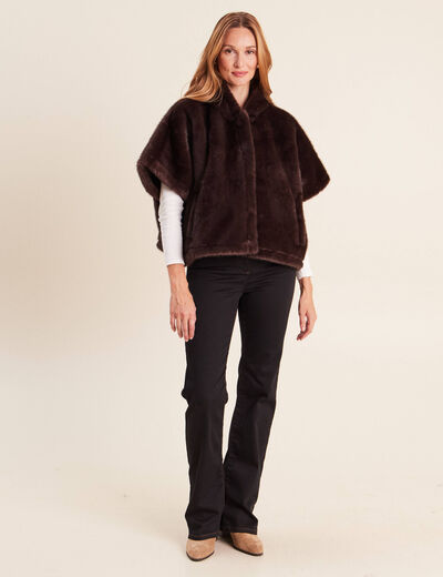 Poncho marron fonc&eacute; femme