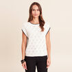 Pull ajour&eacute; sans manches col rond ecru femme
