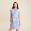 Robe droite courte col chemise ceinture bleu clair femme