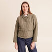 Veste courte droite manches longues vert kaki femme