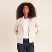 Veste droite col tailleur doubl&eacute;e sable femme