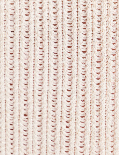Pull ajour&eacute; col rond ecru femme